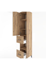 Hyperion Dolap 4 Raflı 2 Çekmeceli Tek Kapaklı 44x44x221 Çam-Çam