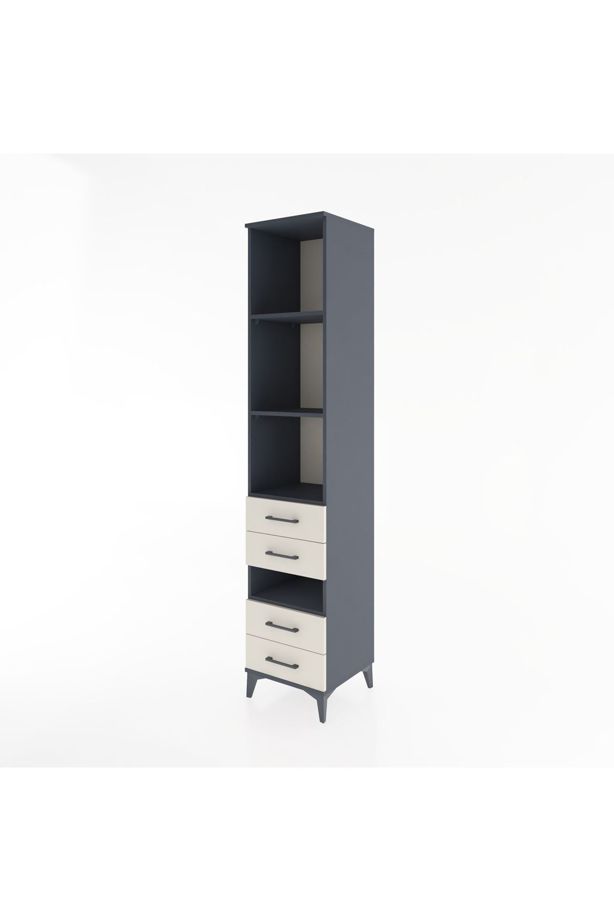 Hyperion Dolap 4 Raflı 4 Çekmeceli 44x44x221 Antrasit-Aytaşı