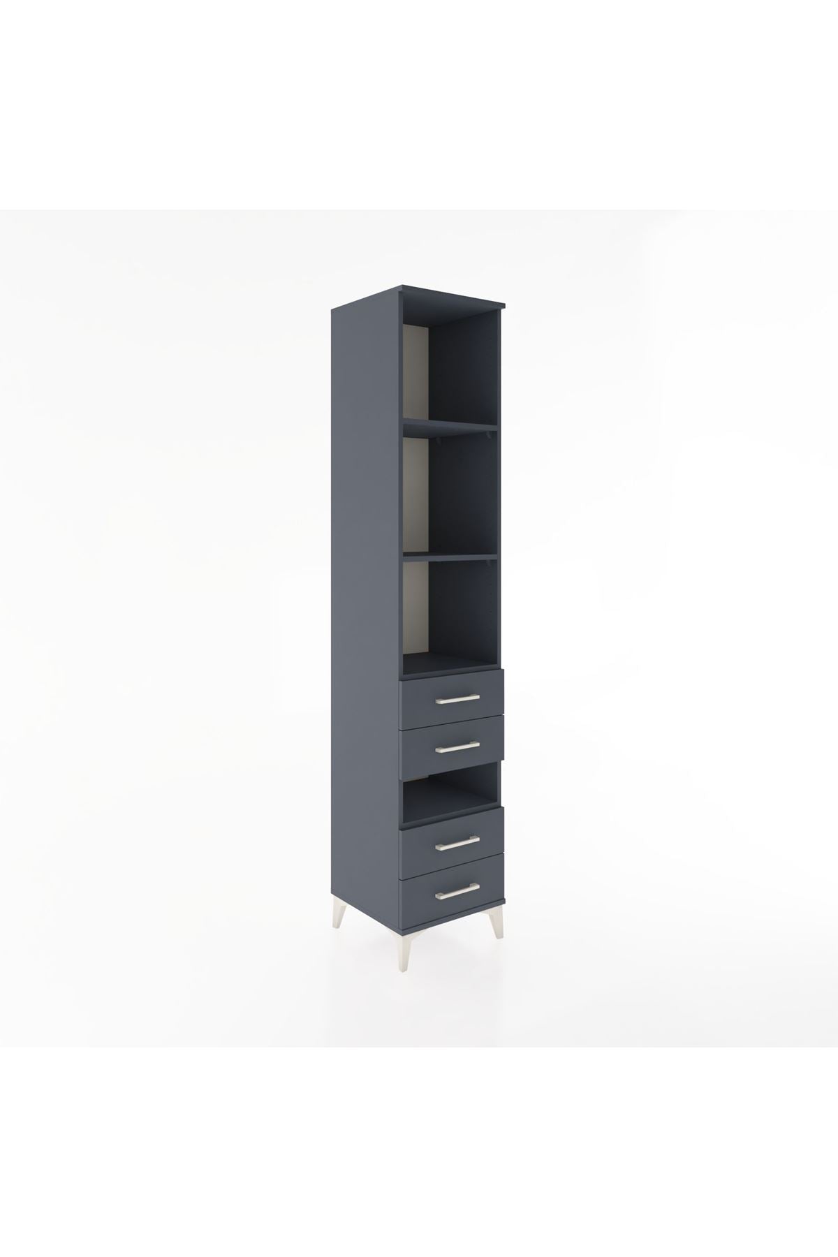 Hyperion Dolap 4 Raflı 4 Çekmeceli 44x44x221 Antrasit-Antrasit