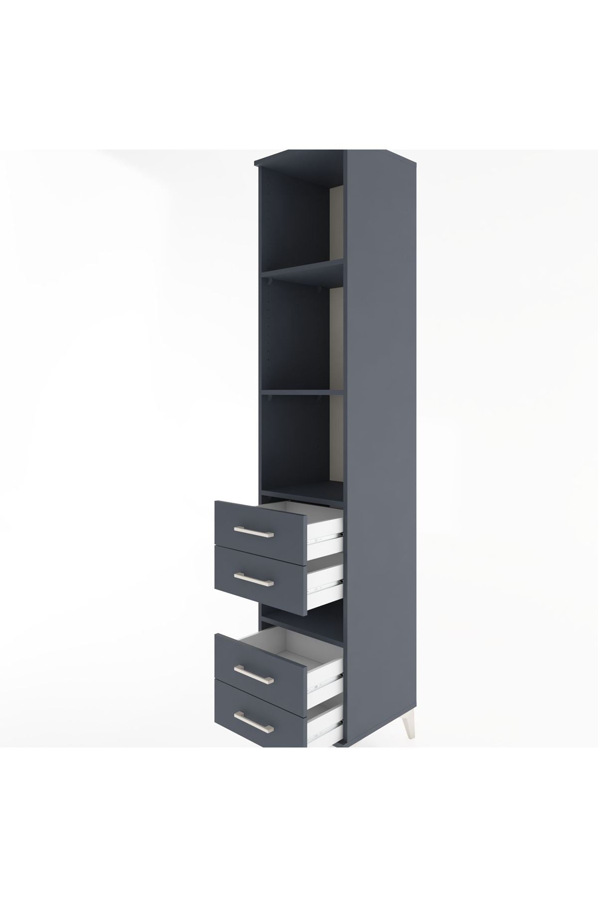 Hyperion Dolap 4 Raflı 4 Çekmeceli 44x44x221 Antrasit-Antrasit