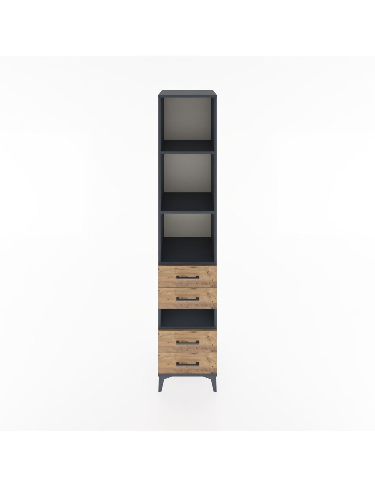 Hyperion Dolap 4 Raflı 4 Çekmeceli 44x44x221 Antrasit-Çam