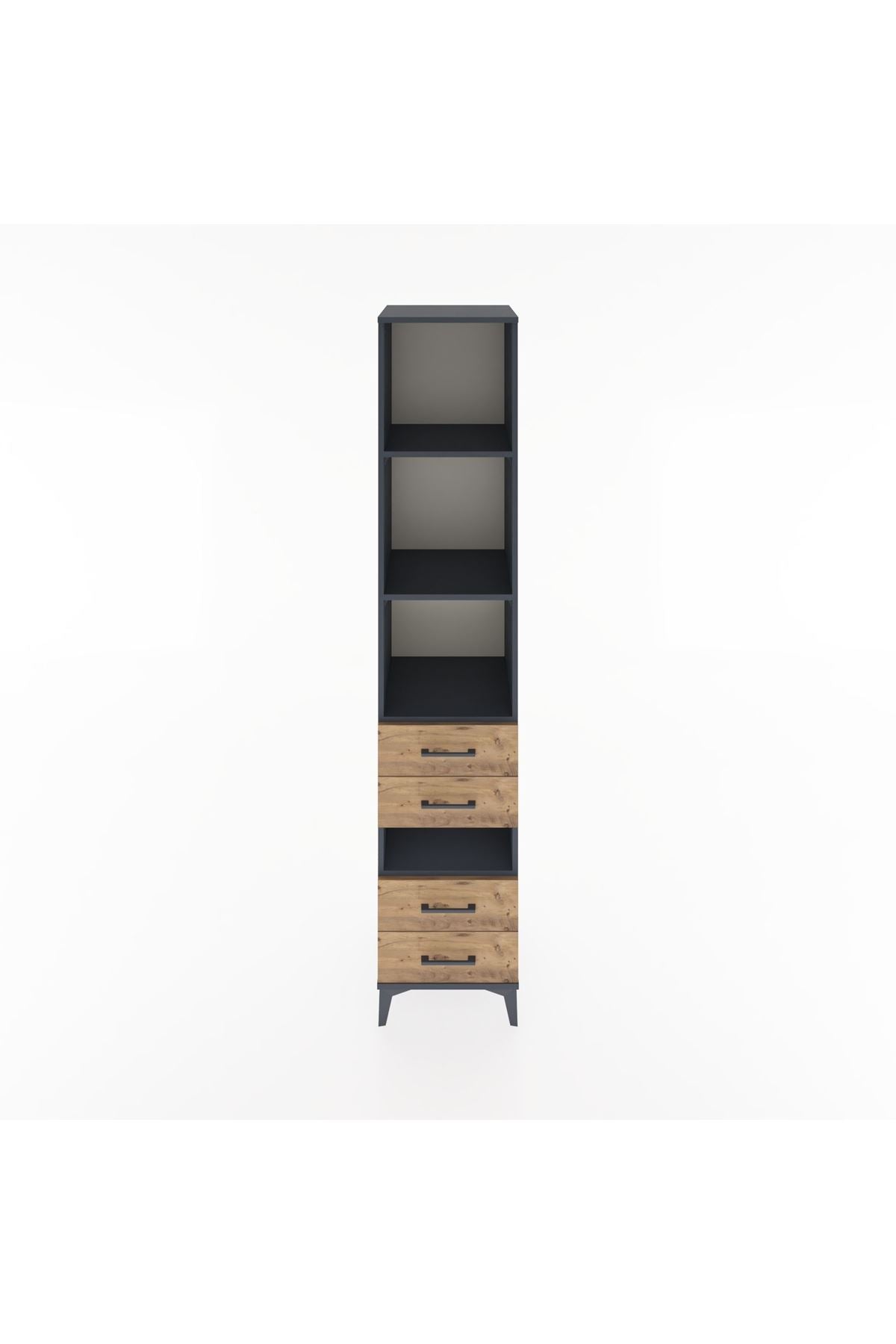 Hyperion Dolap 4 Raflı 4 Çekmeceli 44x44x221 Antrasit-Çam