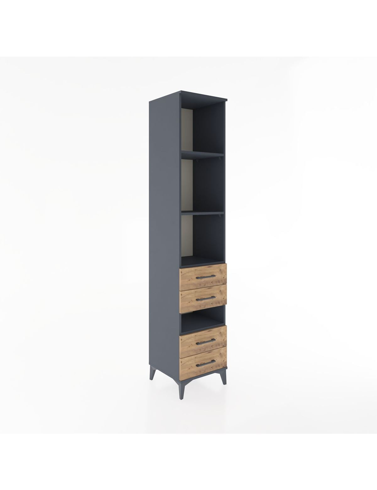 Hyperion Dolap 4 Raflı 4 Çekmeceli 44x44x221 Antrasit-Çam