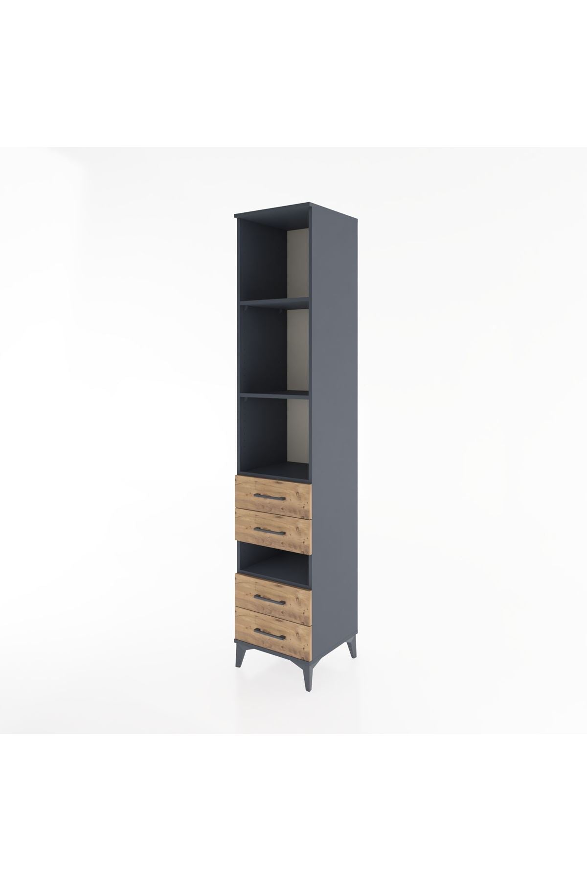 Hyperion Dolap 4 Raflı 4 Çekmeceli 44x44x221 Antrasit-Çam