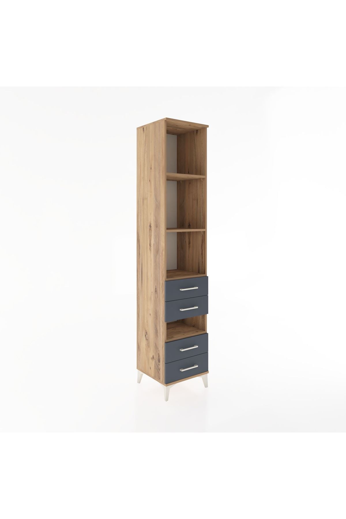 Hyperion Dolap 4 Raflı 4 Çekmeceli 44x44x221 Çam-Antrasit