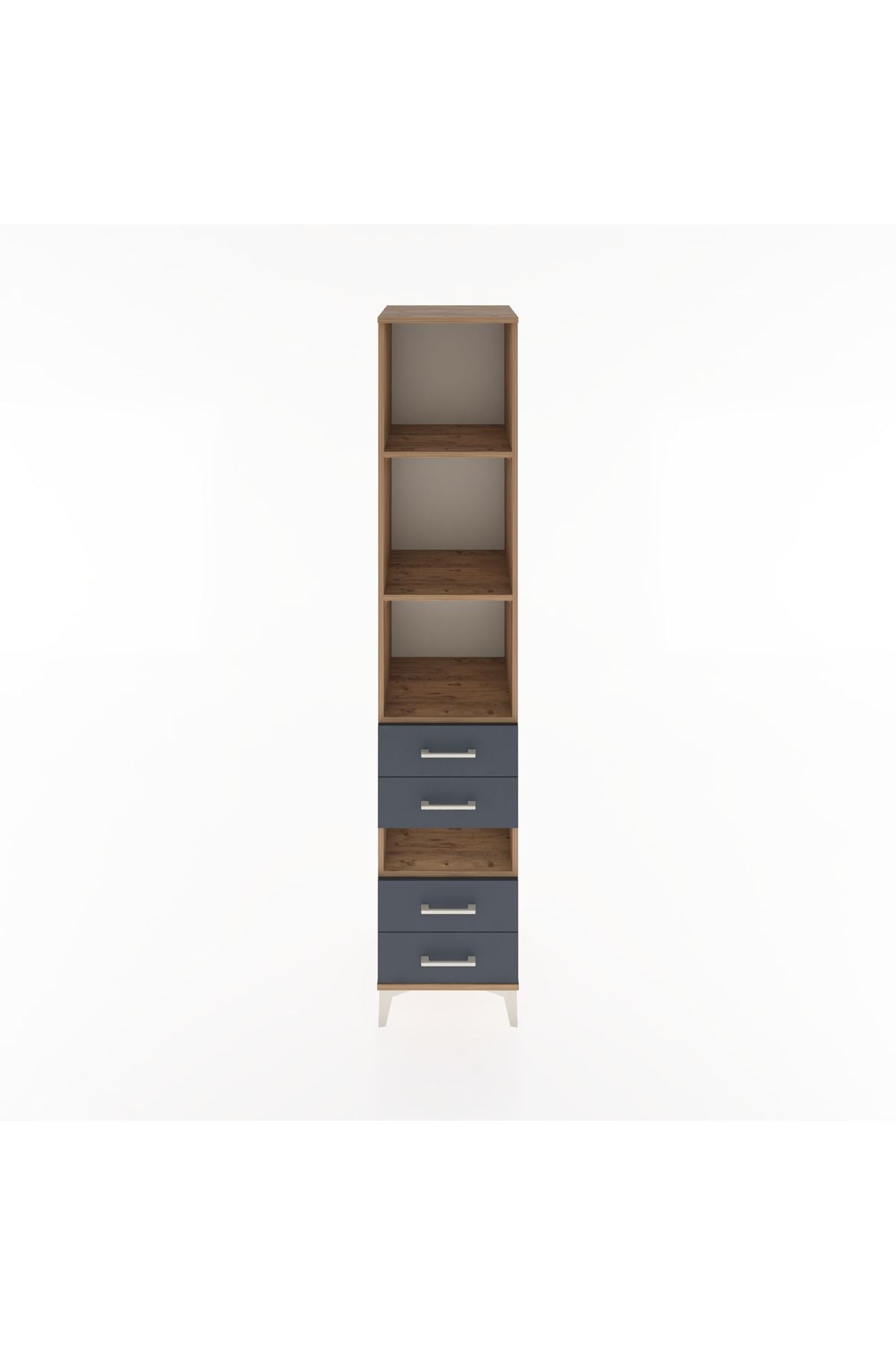 Hyperion Dolap 4 Raflı 4 Çekmeceli 44x44x221 Çam-Antrasit