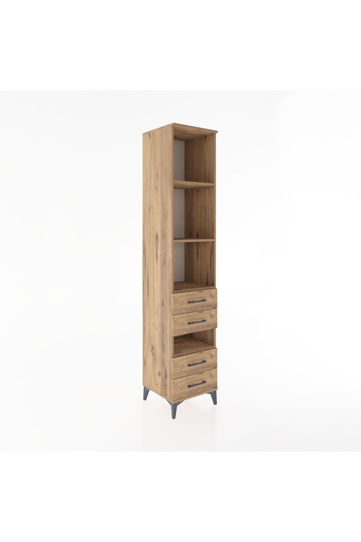 Hyperion Dolap 4 Raflı 4 Çekmeceli 44x44x221 Çam-Çam