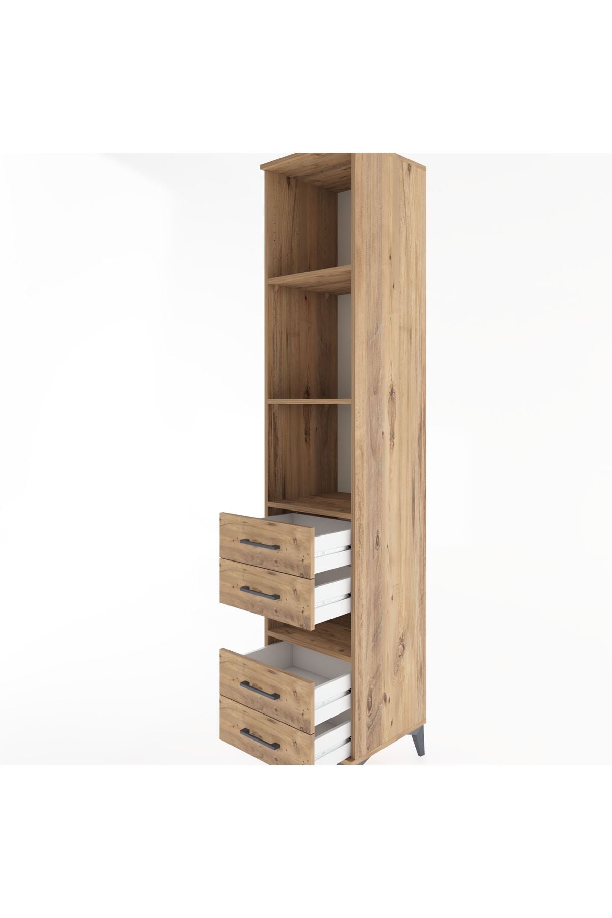 Hyperion Dolap 4 Raflı 4 Çekmeceli 44x44x221 Çam-Çam