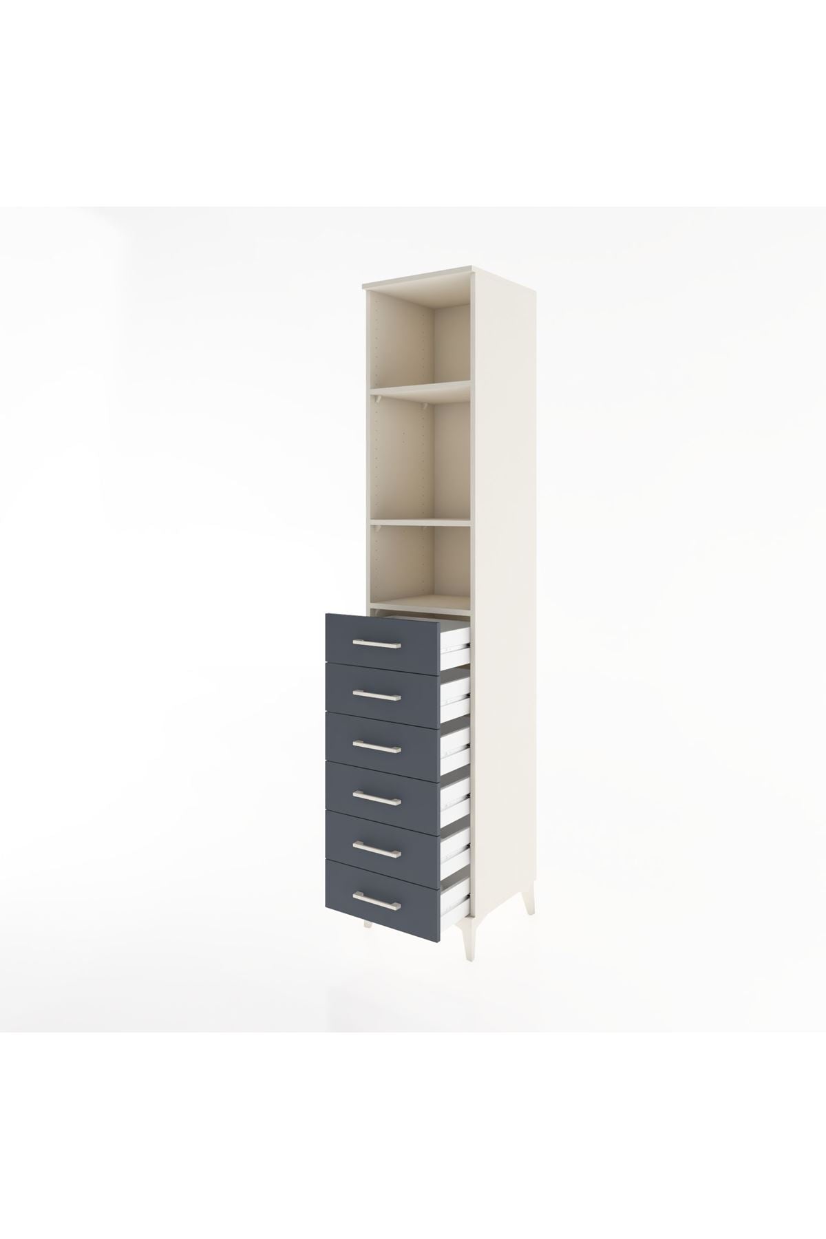 Hyperion Dolap 3 Raflı 6 Çekmeceli 44x44x221 Aytaşı-Antrasit