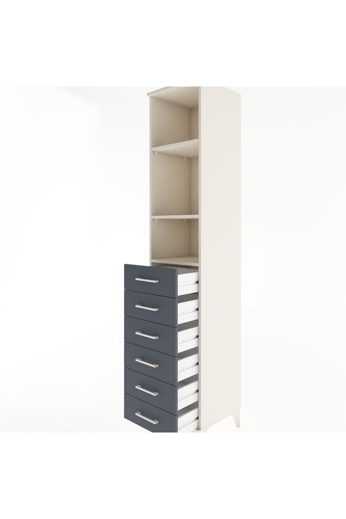 Hyperion Dolap 3 Raflı 6 Çekmeceli 44x44x221 Aytaşı-Antrasit