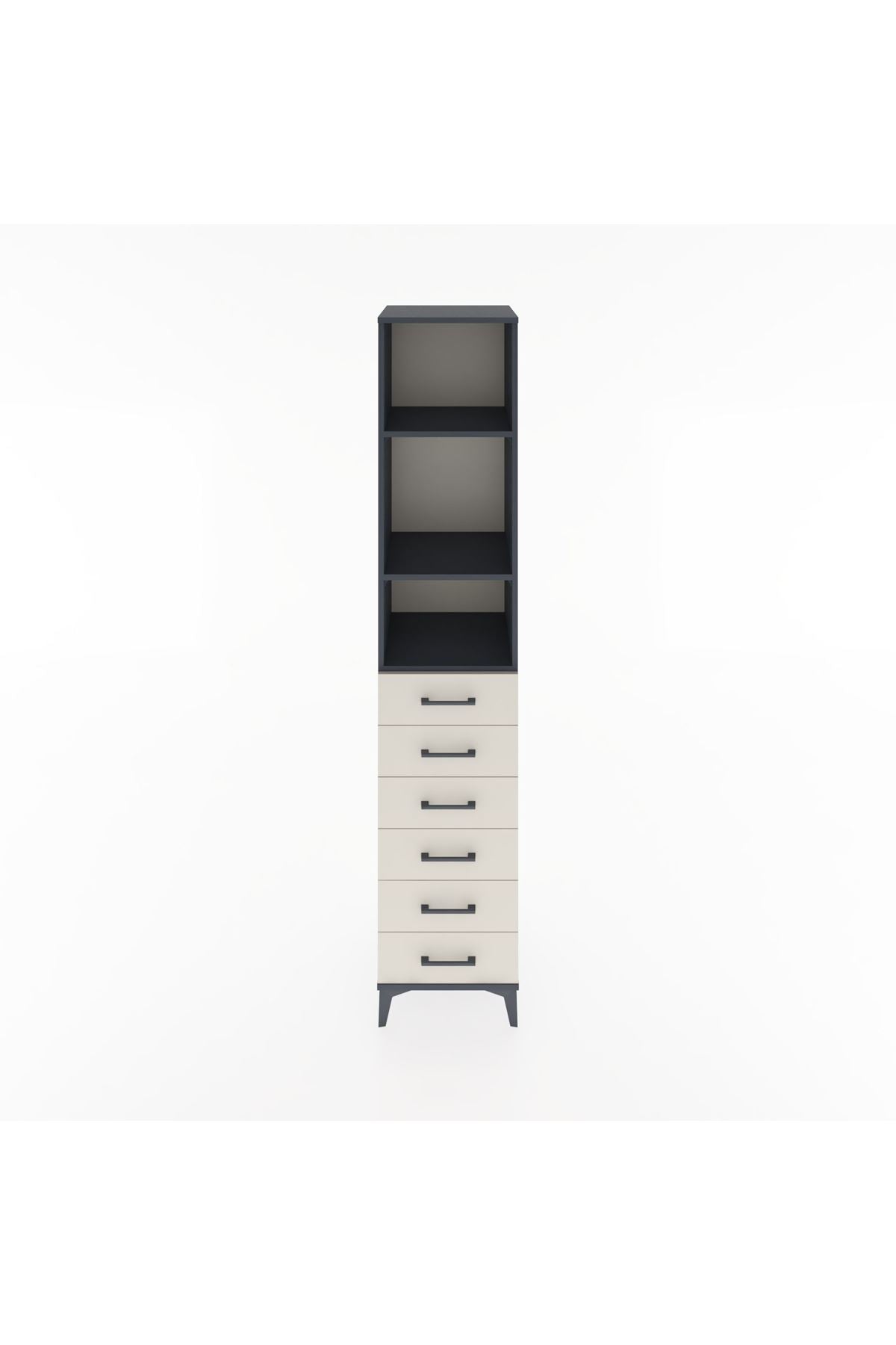 Hyperion Dolap 3 Raflı 6 Çekmeceli 44x44x221 Antrasit-Aytaşı