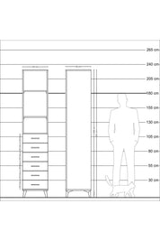 Hyperion Dolap 3 Raflı 6 Çekmeceli 44x44x221 Aytaşı-Çam