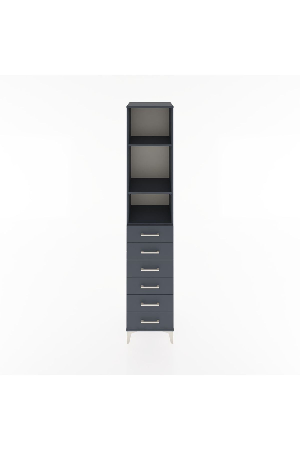 Hyperion Dolap 3 Raflı 6 Çekmeceli 44x44x221 Antrasit-Antrasit