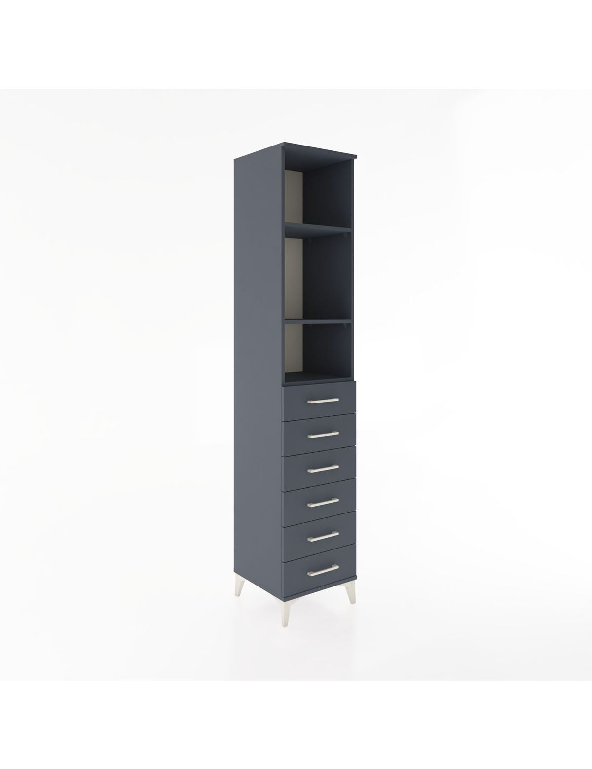 Hyperion Dolap 3 Raflı 6 Çekmeceli 44x44x221 Antrasit-Antrasit