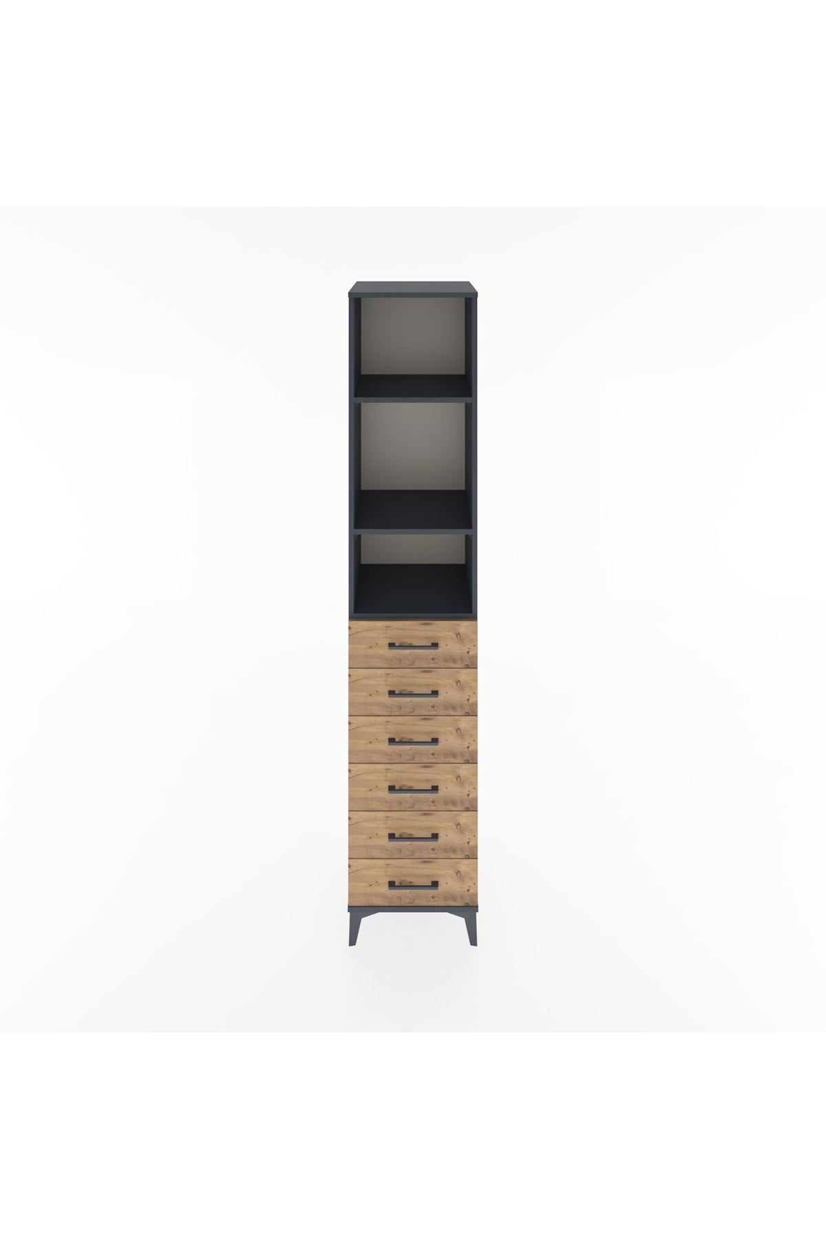 Hyperion Dolap 3 Raflı 6 Çekmeceli 44x44x221 Antrasit-Çam