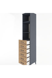 Hyperion Dolap 3 Raflı 6 Çekmeceli 44x44x221 Antrasit-Çam