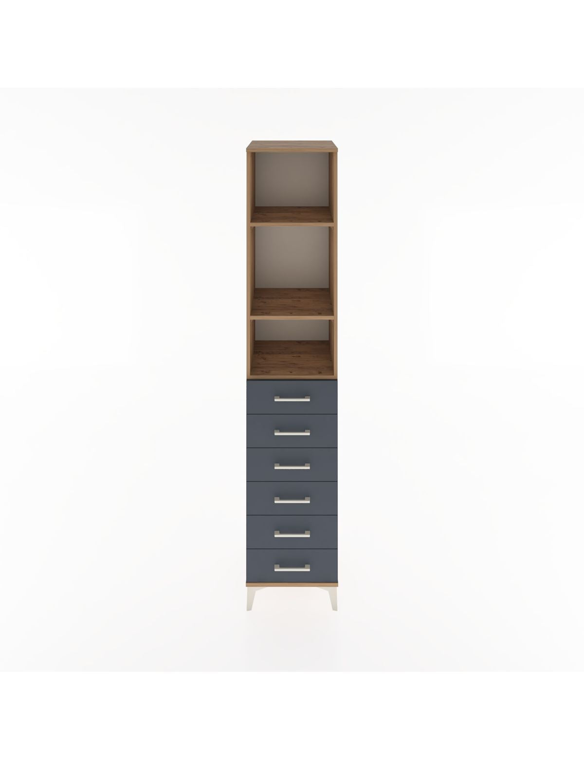 Hyperion Dolap 3 Raflı 6 Çekmeceli 44x44x221 Çam-Antrasit