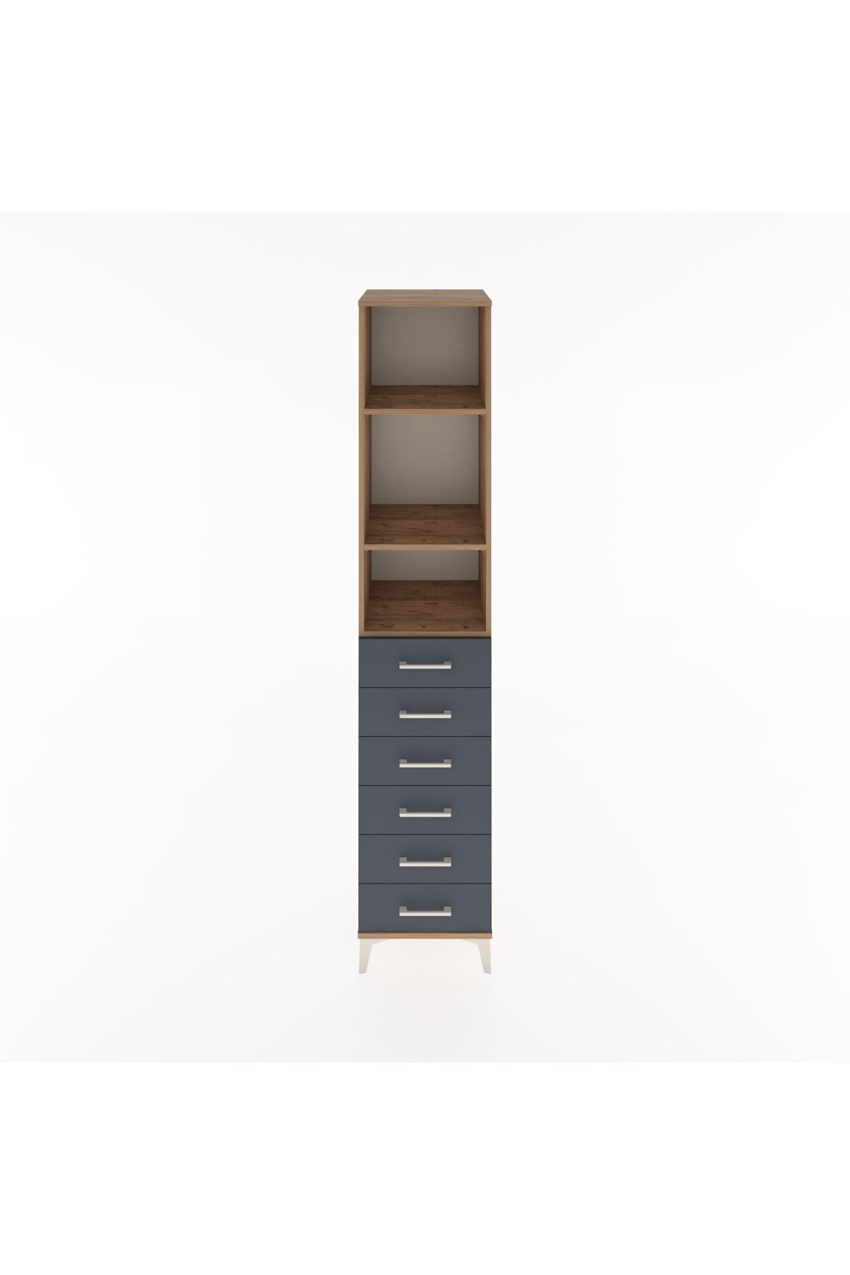 Hyperion Dolap 3 Raflı 6 Çekmeceli 44x44x221 Çam-Antrasit