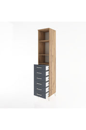 Hyperion Dolap 3 Raflı 6 Çekmeceli 44x44x221 Çam-Antrasit