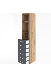 Hyperion Dolap 3 Raflı 6 Çekmeceli 44x44x221 Çam-Antrasit