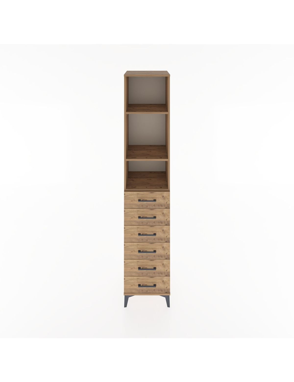 Hyperion Dolap 3 Raflı 6 Çekmeceli 44x44x221 Çam-Çam