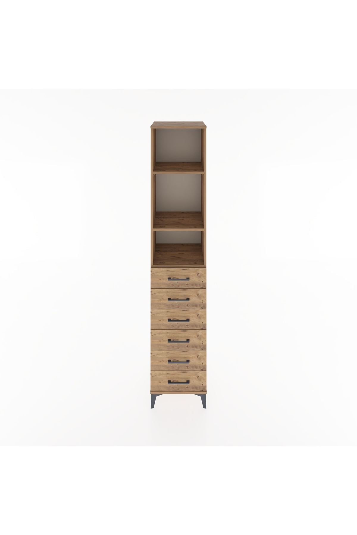 Hyperion Dolap 3 Raflı 6 Çekmeceli 44x44x221 Çam-Çam