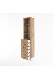 Hyperion Dolap 3 Raflı 6 Çekmeceli 44x44x221 Çam-Çam