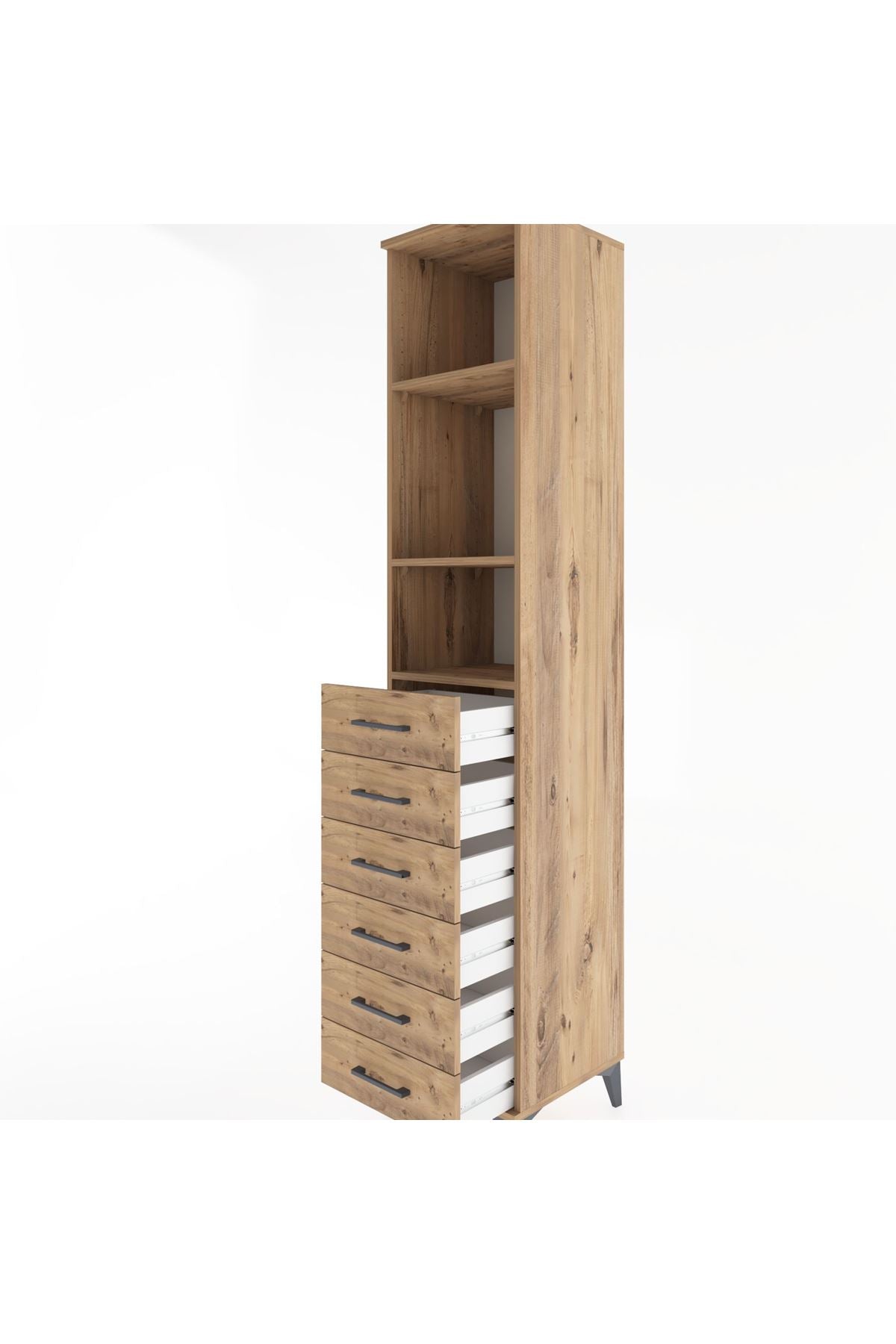 Hyperion Dolap 3 Raflı 6 Çekmeceli 44x44x221 Çam-Çam