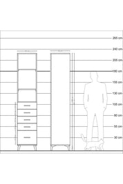 Hyperion Dolap 3 Raflı 5 Çekmeceli 44x44x221 Aytaşı-Aytaşı