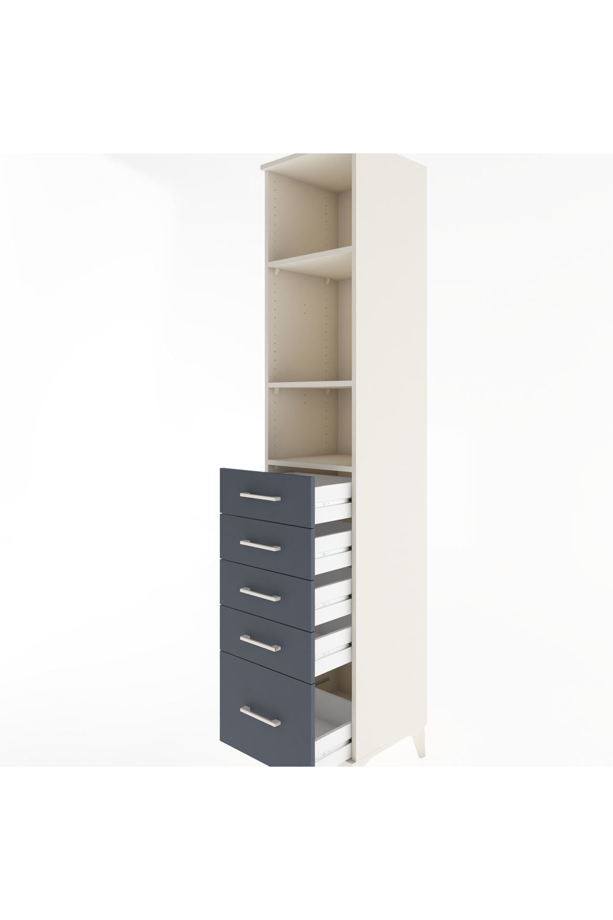 Hyperion Dolap 3 Raflı 5 Çekmeceli 44x44x221 Aytaşı-Antrasit