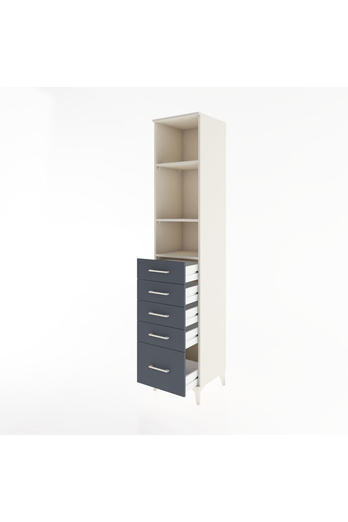 Hyperion Dolap 3 Raflı 5 Çekmeceli 44x44x221 Aytaşı-Antrasit