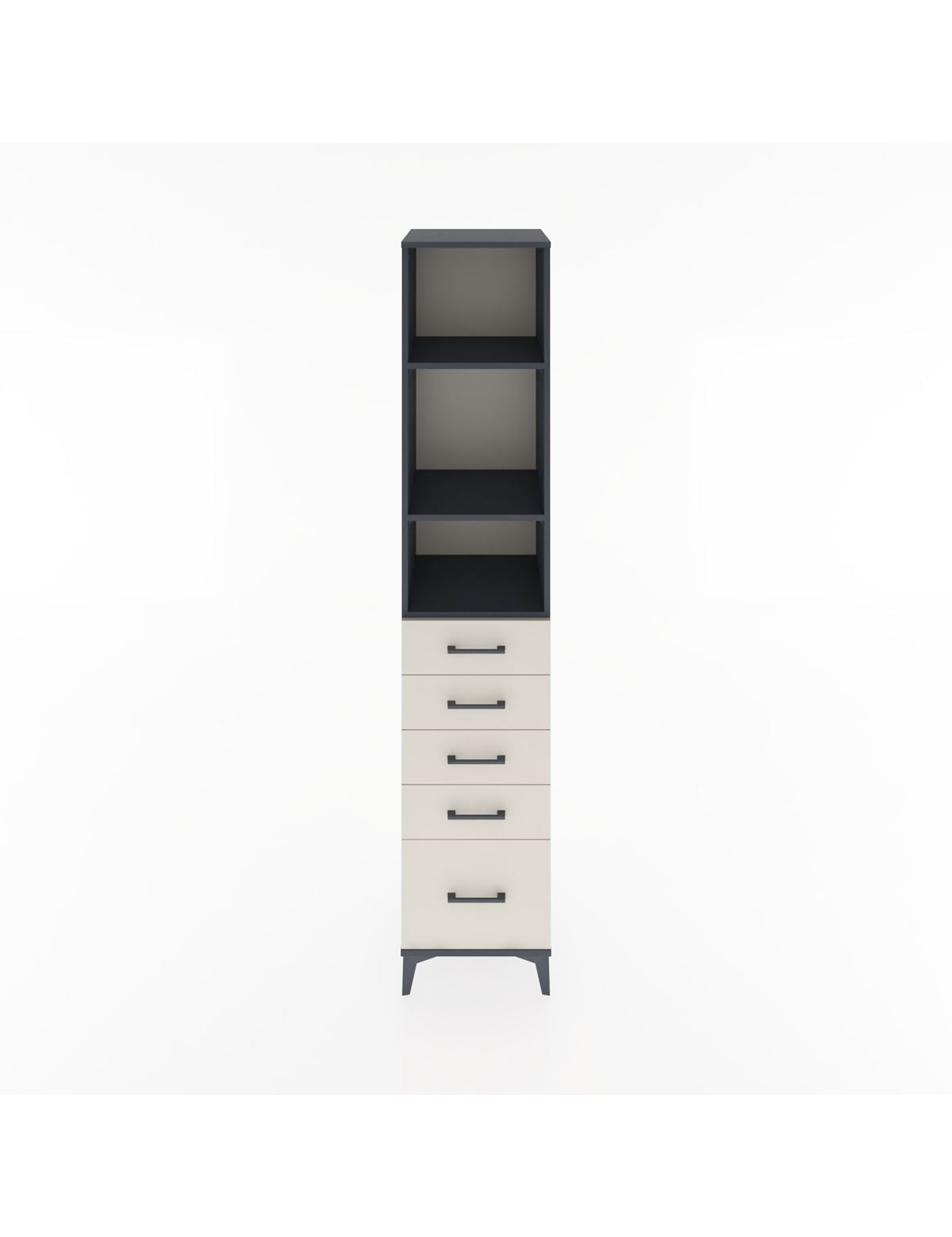 Hyperion Dolap 3 Raflı 5 Çekmeceli 44x44x221 Antrasit-Aytaşı