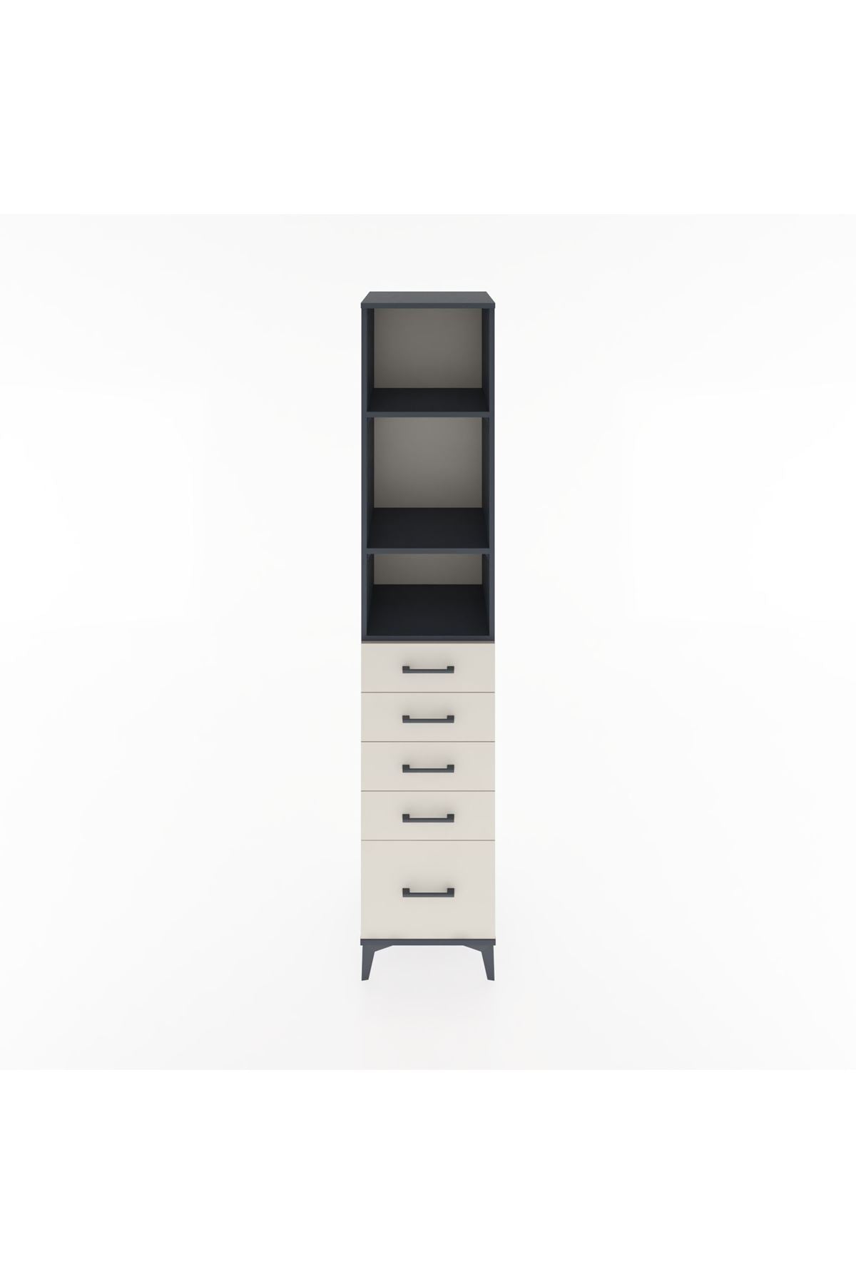 Hyperion Dolap 3 Raflı 5 Çekmeceli 44x44x221 Antrasit-Aytaşı