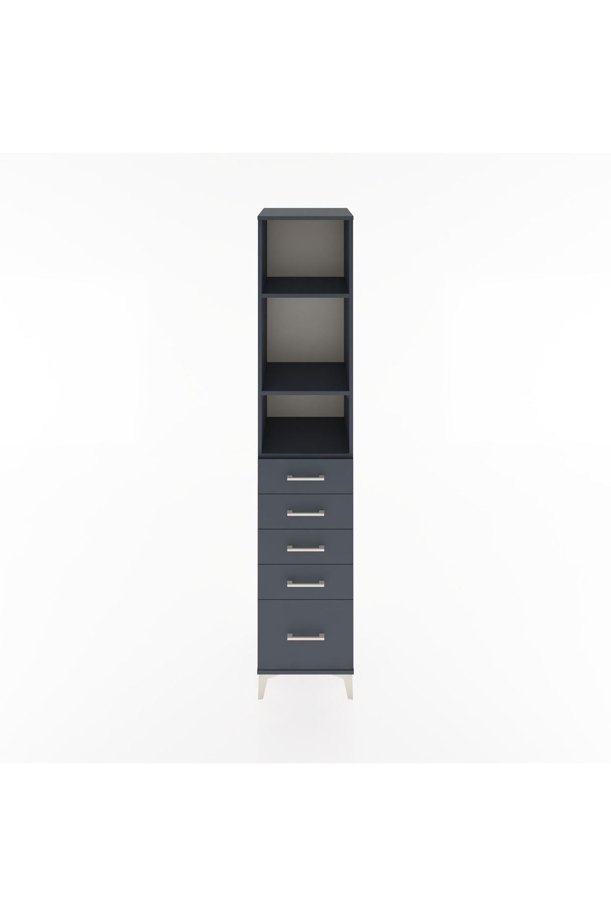 Hyperion Dolap 3 Raflı 5 Çekmeceli 44x44x221 Antrasit-Antrasit