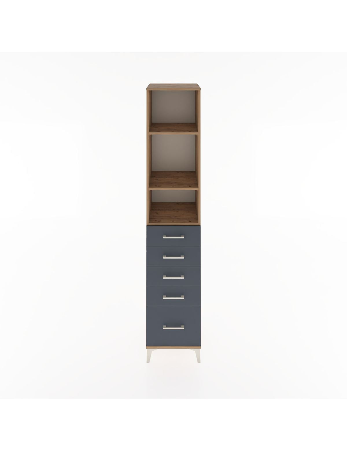 Hyperion Dolap 3 Raflı 5 Çekmeceli 44x44x221 Çam-Antrasit