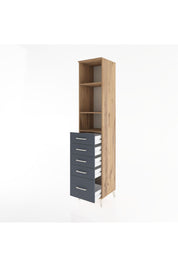 Hyperion Dolap 3 Raflı 5 Çekmeceli 44x44x221 Çam-Antrasit