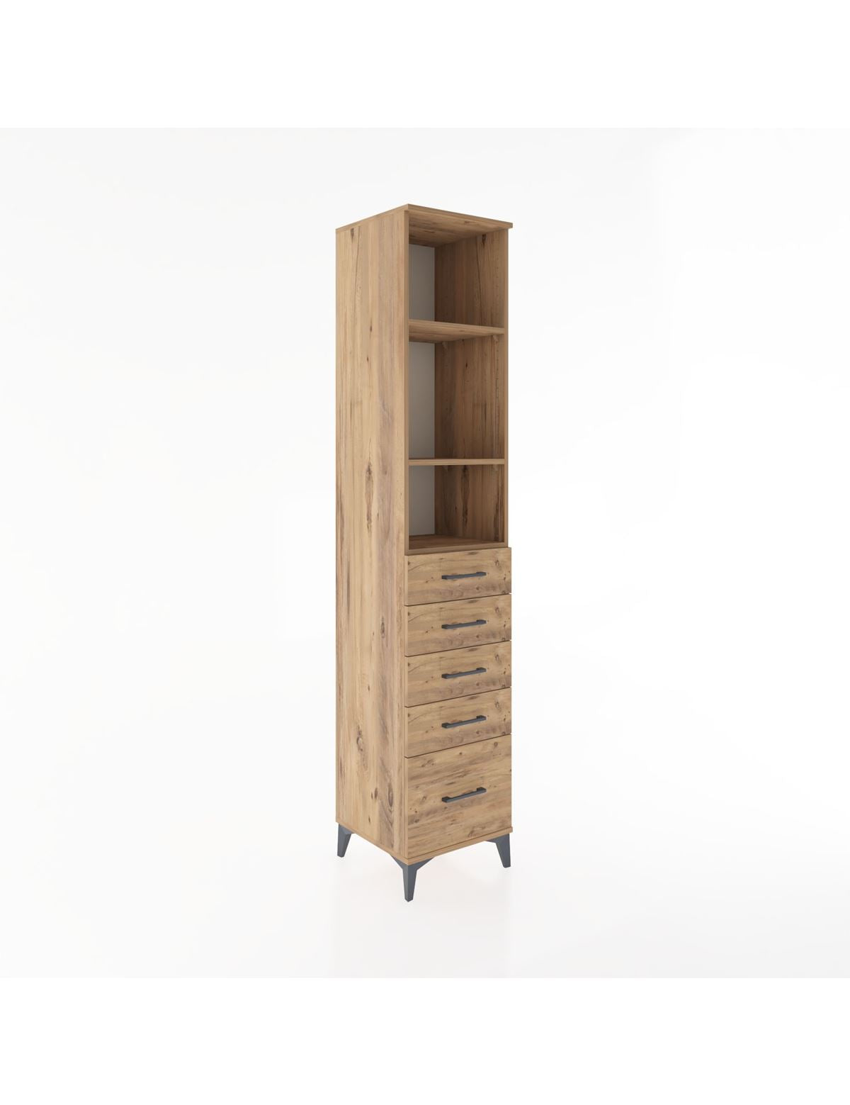 Hyperion Dolap 3 Raflı 5 Çekmeceli 44x44x221 Çam-Çam