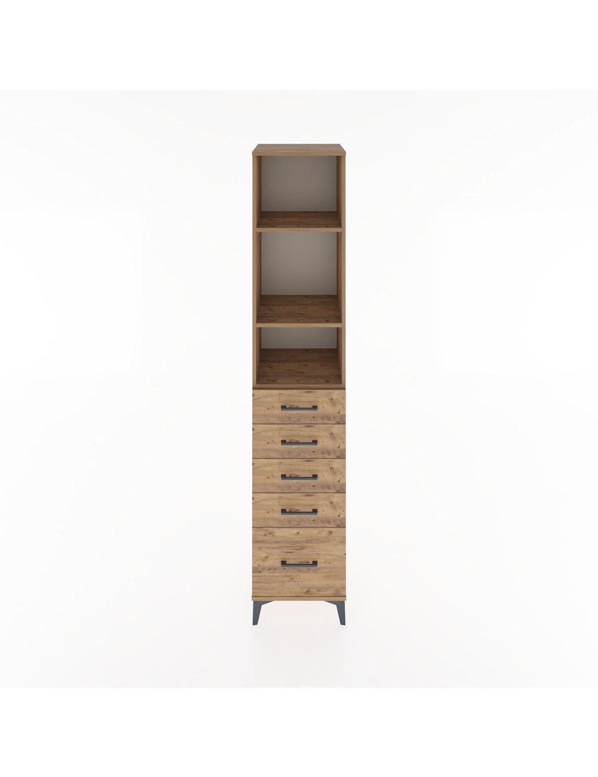 Hyperion Dolap 3 Raflı 5 Çekmeceli 44x44x221 Çam-Çam