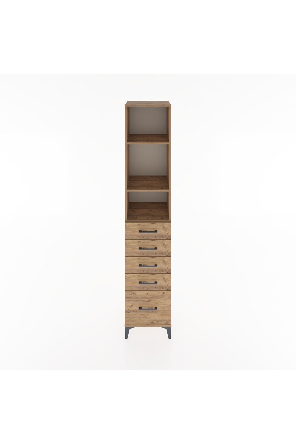 Hyperion Dolap 3 Raflı 5 Çekmeceli 44x44x221 Çam-Çam