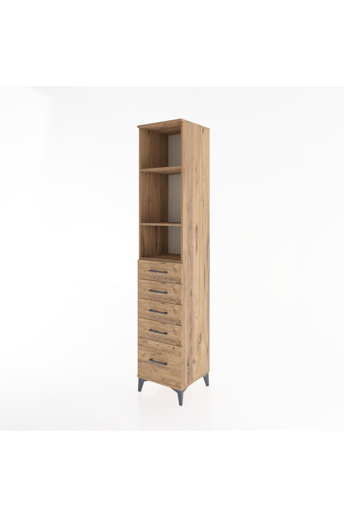 Hyperion Dolap 3 Raflı 5 Çekmeceli 44x44x221 Çam-Çam