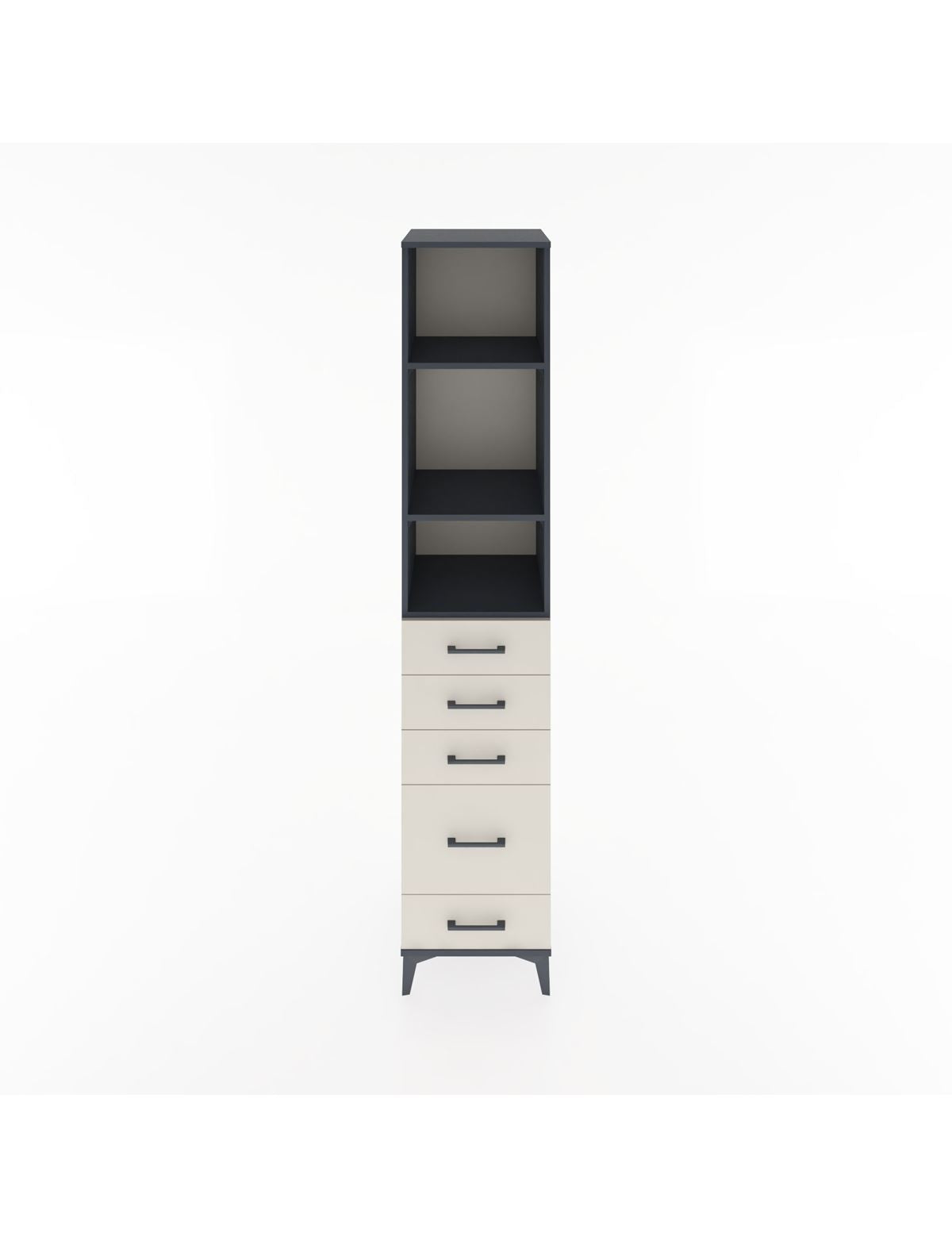 Hyperion Dolap 3 Raflı 5 Çekmeceli 44x44x221 Antrasit-Aytaşı