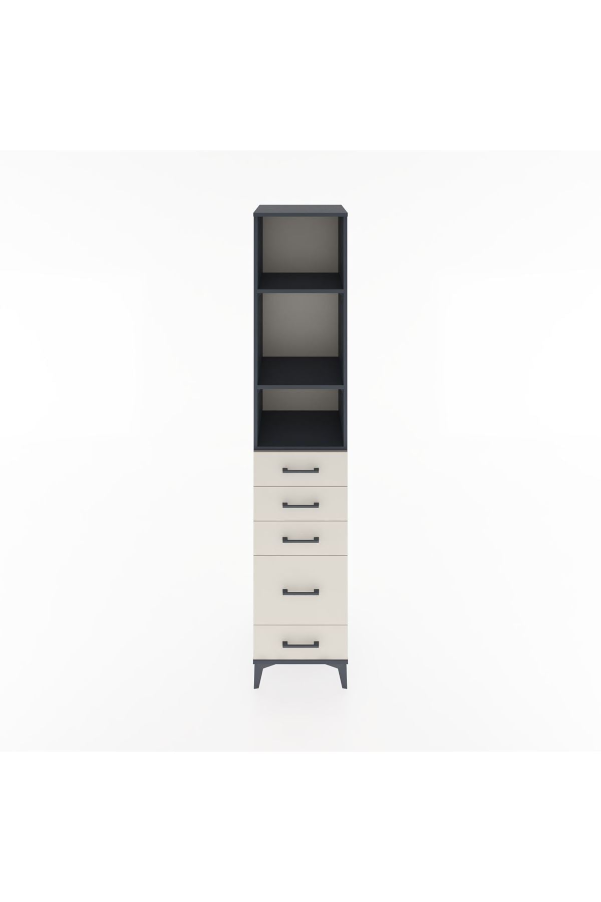 Hyperion Dolap 3 Raflı 5 Çekmeceli 44x44x221 Antrasit-Aytaşı