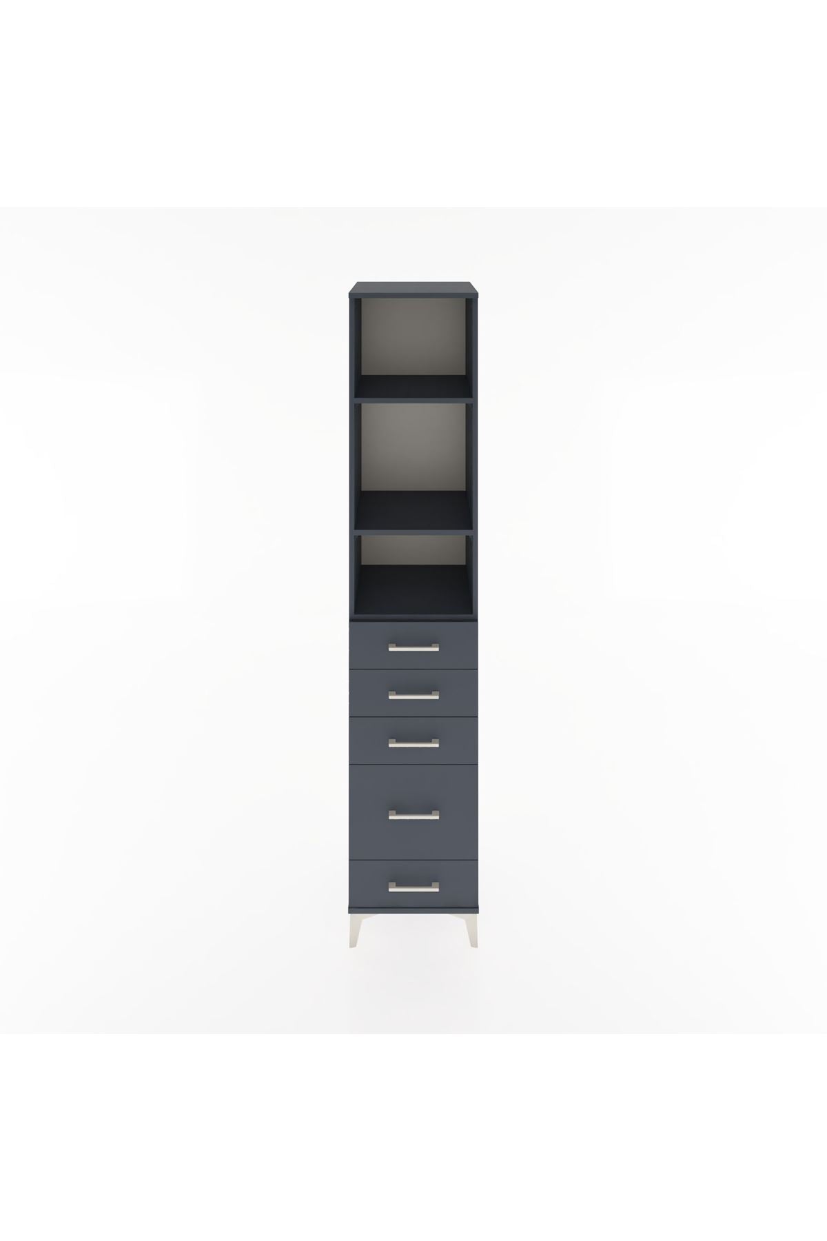 Hyperion Dolap 3 Raflı 5 Çekmeceli 44x44x221 Antrasit-Antrasit