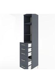 Hyperion Dolap 3 Raflı 5 Çekmeceli 44x44x221 Antrasit-Antrasit