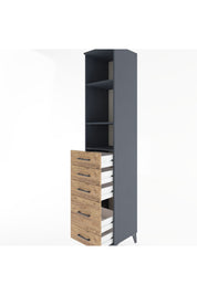Hyperion Dolap 3 Raflı 5 Çekmeceli 44x44x221 Antrasit-Çam