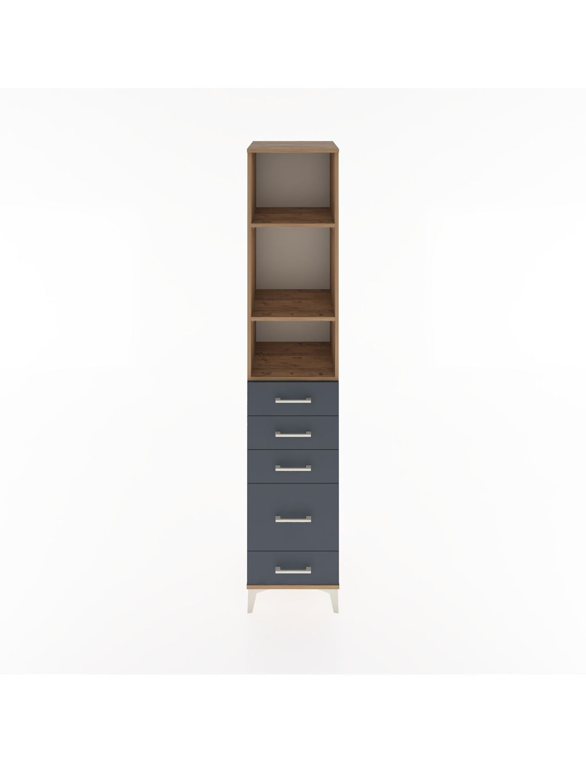 Hyperion Dolap 3 Raflı 5 Çekmeceli 44x44x221 Çam-Antrasit