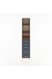 Hyperion Dolap 3 Raflı 5 Çekmeceli 44x44x221 Çam-Antrasit