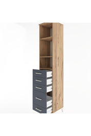 Hyperion Dolap 3 Raflı 5 Çekmeceli 44x44x221 Çam-Antrasit