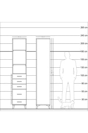 Hyperion Dolap 3 Raflı 5 Çekmeceli 44x44x221 Çam-Antrasit