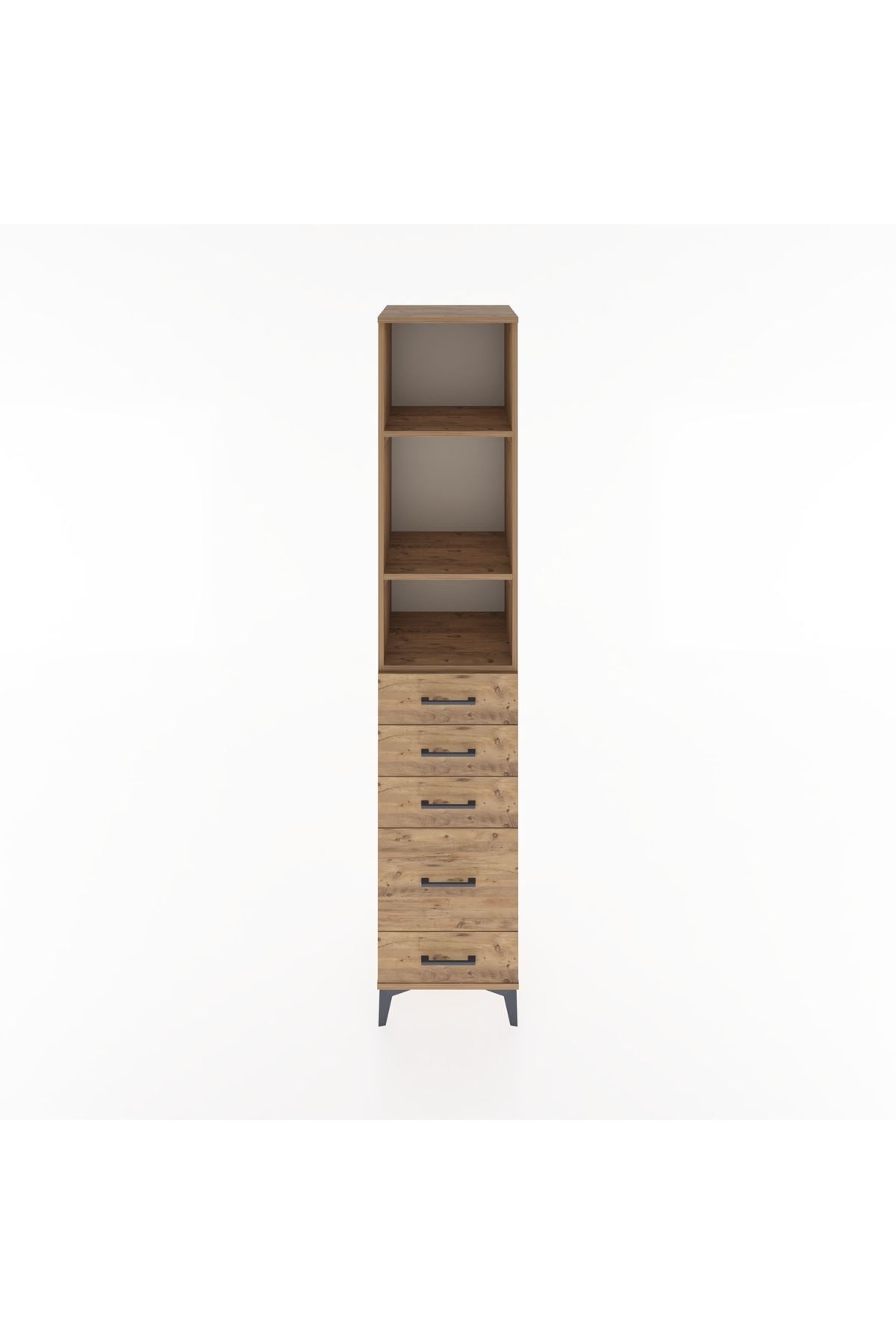 Hyperion Dolap 3 Raflı 5 Çekmeceli 44x44x221 Çam-Çam